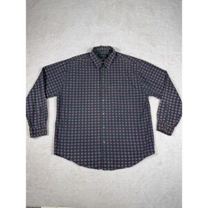 Neil Martin Button‎ Down Shirt Mens L Green Pink Diamond Print Excellent Vintage